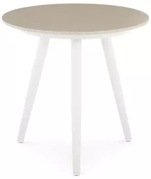 Idimex Rosalia Beistelltisch rund Keramikplatte Aluminium Wei&szlig;/Beige (Rosalia)