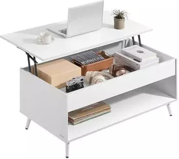 Vasagle Couchtisch h&ouml;henverstellbar, verstecktes Fach, schneewei&szlig;-mattwei&szlig; (LCT267WE01)
