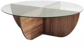 Hanah Home Lily Couchtisch Nussbaum, Glas, 90x30x90cm (552NOS2238)