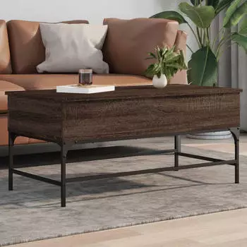 vidaXL Couchtisch Braun Eichen-Optik 100x50x45cm Holzwerkstoff Metall (845400)