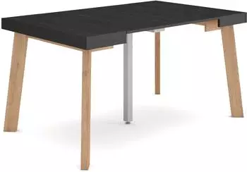 Skraut Home Ausziehbarer Konsolentisch 58/140x90x73cm, Holzbeine, Schwarz (192_49_02)