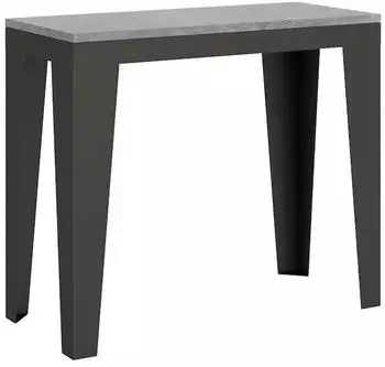 Itamoby Flame Small Evolution Ausziehbarer Konsolentisch 90x40/196cm, Zement, Anthrazit Rahmen (VE196COFLMEVO-CM-AN)
