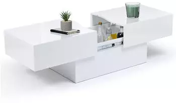 IDMarket Marta Couchtisch ausziehbar rechteckig Holz weiß (3845)