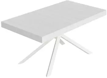 Itamoby Niket Ausziehbarer Tisch 160/420x90cm, Esche Weiß, weiße Beine (VE0160420NIKE-BF-BI)