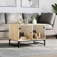 vidaXL Couchtisch mit Glast&uuml;ren Schwarz 68,5x50x50 cm