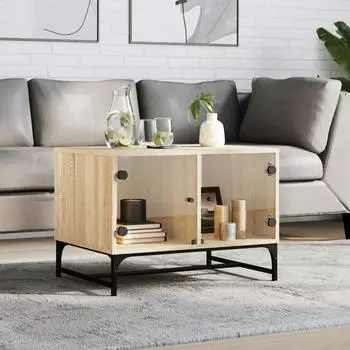 vidaXL Couchtisch mit Glast&uuml;ren Schwarz 68,5x50x50cm (836540)