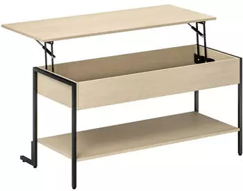 HomCom Couchtisch höhenverstellbar, verstecktes Fach, 95x40x59cm, Naturholzoptik (83B-389V00ND)