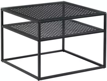 Wohnling Couchtisch Glas/Metall quadratisch 60x60x45cm Schwarz (WL7.325)