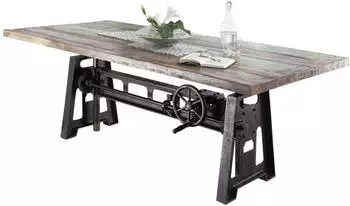 Massivmoebel24 Industrial #23 Esstisch Altholz h&ouml;henverstellbar 200x100cm (09-110-811-0023)
