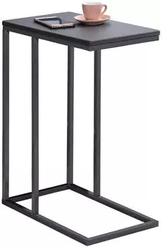 Idimex Debora Beistelltisch rechteckig MDF grau matt, Metallgestell grau