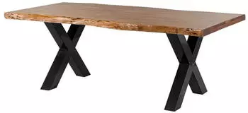 Massivmoebel24 FREEFORM 5 Baumtisch Akazie natur lackiert, X-Beine anthrazit, 180x90cm (09-108-824-9113)