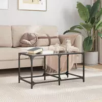 vidaXL Couchtisch mit Glasplatte Schwarz 78,5x40x40 cm Stahl