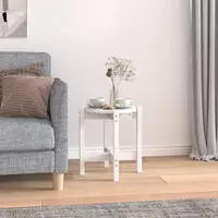 vidaXL Couchtisch Wei&szlig; &Oslash; 42,5x45 cm Massivholz Kiefer