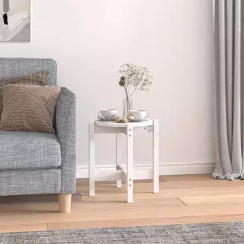 vidaXL Couchtisch Wei&szlig; &Oslash;42,5x45cm Massivholz Kiefer (822313)