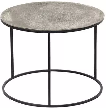 Mirrors and More PADMA Beistelltisch Metall rund, silber/schwarz, 60x46cm
