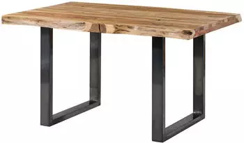 Massivmoebel24 Freeform 5 Baumkantentisch Sheesham 160x90x77cm natur, U-Beine anthrazit (09-106-834-3102)