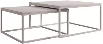 Mirjan24 Dual Cashmere 2er-Set Couchtisch, Stahl, quadratisch (76x39x76cm)