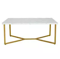 Couchtisch Sofa-beistelltisch Rechteckig Mit Kunstmarmor-tischplatte & Goldenen