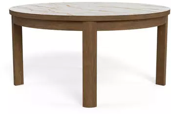 ebuy24 Southampton Couchtisch Keramik, Eiche furniert, rund, 90x90x45cm