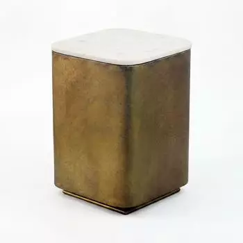 Wohnling Beistelltisch Quadratisch Wei&szlig;e Marmorplatte 62cm, Metallgestell, Handmade (WL7.716)