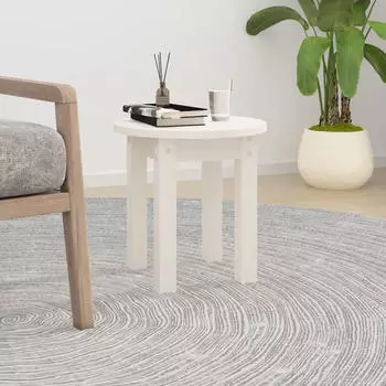 vidaXL Couchtisch Wei&szlig; &Oslash;35x35cm Massivholz Kiefer (822338)
