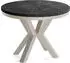 WFL GROUP Clara Esstisch rund ausziehbar Schwarze Marmoroptik Grau-Beige Metallbeine (120-200cm)