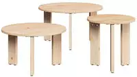 vidaXL Couchtisch 3 pcs Natur Massivholz Kiefer