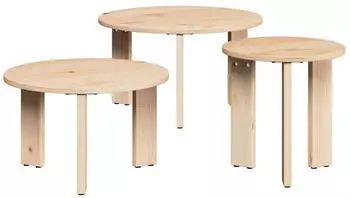 vidaXL Couchtisch 3-teilig Natur Massivkiefer (873562)