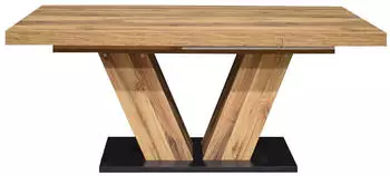 M&auml;usbacher Komfort 2.0 Esstisch ausziehbar, V-Gestell, Plankeneiche, 160x76x90cm