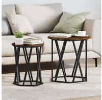 vidaXL Couchtisch 2 pcs Ger&auml;ucherte Eiche Ingenieure Holz und Stahl