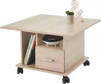 Stolkom Activio Couchtisch Sonoma Eiche, rollbar, mit Schubkasten, 70x45x70cm (Couchtisch Activo 1)
