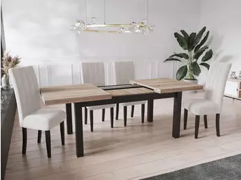 WFL GROUP Gemini Esstisch ausziehbar Sonoma Eiche schwarze Holzbeine 170&ndash;250cm