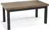WFL GROUP Gemini Esstisch ausziehbar, Lefkas Eiche, schwarze Holzbeine, 120–160cm