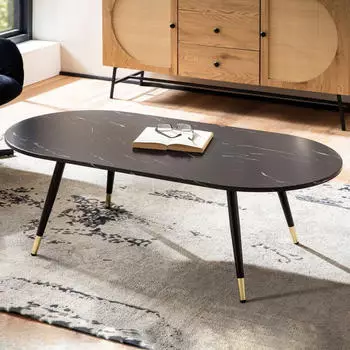 Finebuy Couchtisch Marmor Optik 120cm Schwarz (FB58933)