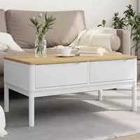 vidaXL Couchtisch FLORO Wei&szlig; 99x55,5x45 cm Massivholz Kiefer