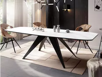WFL GROUP Foster Esstisch ausziehbar, Loft-Stil, schwarze Metallbeine, 180&ndash;220cm (Foster)