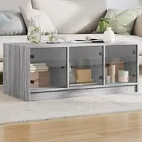 vidaXL Couchtisch mit Glast&uuml;ren Braun Eichen-Optik 102x50x42 cm
