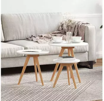 vidaXL Couchtisch-Set 3-teilig Walnuss Massivholz (42009908)