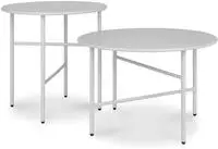 2er Set Beistelltisch Outdoor &Oslash; 44x46cm + &Oslash; 53x36cm, Hellgrau