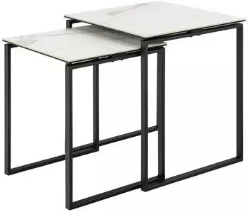 Actona Katrine Couchtisch 2er-Set, Keramik, Wei&szlig;, 50cm