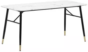 Wohnling Esstisch Marmor-Optik Wei&szlig; Metallbeine 160x80x76cm (WL6.959)