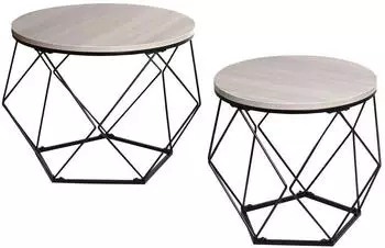 MCW Couchtisch-Set L37 Metall/Holz Eiche-grau-Optik (89188)