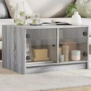vidaXL Couchtisch mit Glast&uuml;ren Braun Eichen-Optik 68x50x42cm (836370)