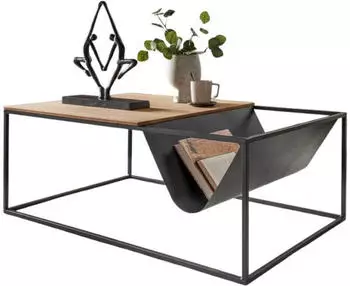 main möbel Lissabon Couchtisch 110x70cm Wildeiche, Stahl schwarz (92.560)