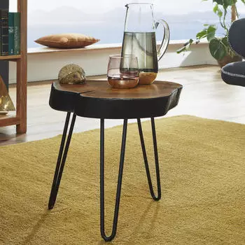 Finebuy Beistelltisch Sheesham Massivholz 35x35cm (FB40439)