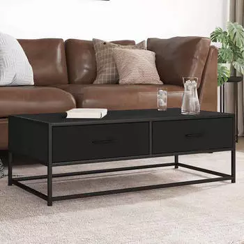vidaXL Couchtisch Schwarz 100x50x35cm Holzwerkstoff und Metall (848779)