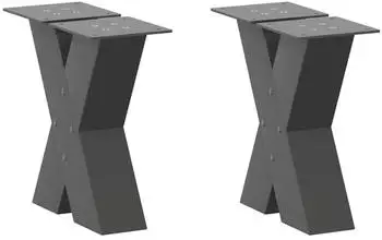 vidaXL Couchtischbeine X-Form 2 Stk. Anthrazit 30x(30-31)cm Stahl (4012930)