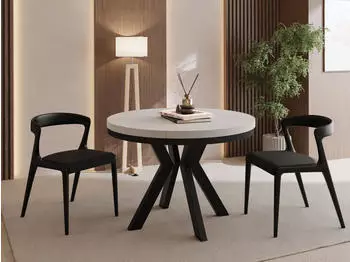 WFL GROUP Savio Neo Esstisch rund ausziehbar 100&ndash;300cm, Schwarz, Kaschmir