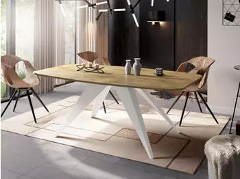 WFL GROUP Fatina Esstisch ausziehbar Lancelot Eiche wei&szlig;e Metallbeine 180&ndash;220cm
