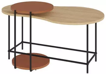 Livetastic Cuddle Couchtisch 2er-Set Holzwerkstoff Eiche/Cotta, Metall (000074009301)